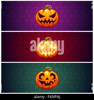 Horizontal Halloween Banners Background with Pumpkin Stock Vector