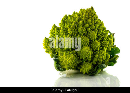 romanesco or green cauliflower isolated on white background Stock Photo