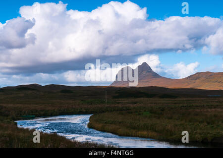 Suilven and the Ledmore River, Sutherland, Scotland Stock Photo