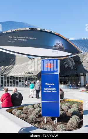 Sign saying Welcome to Birmingham New Street Station at Grand Central Stock Photo