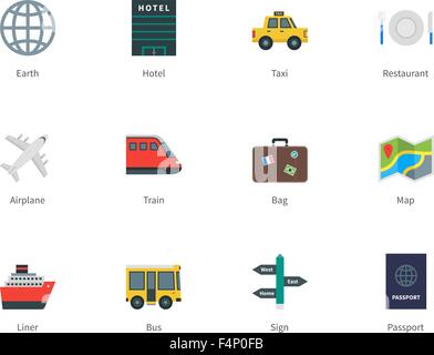 Travel color icons on white background. Stock Vector