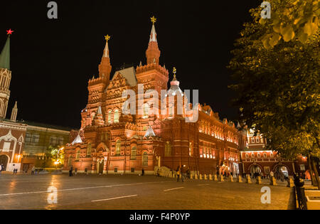 State Historical Museum, Red Square, Moscow, Russia, illuminated at night Stock Photo