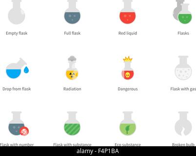 Flacon and flask color icons on white background. Stock Vector