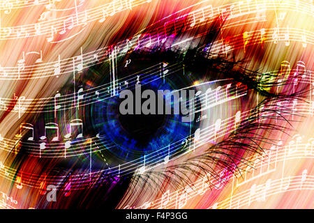 music background with abstract eye Stock Photo