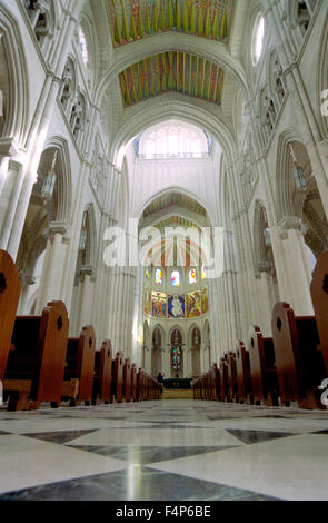 Spain, Madrid, Cathedral Of Our Lady Of Almudena, Main Nave. Stock Photo