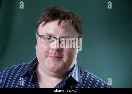 Derek Landy, the Irish author and screenwriter, at the Edinburgh International Book Festival 2015. Edinburgh. 30th August 2015 Stock Photo