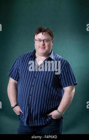 Derek Landy, the Irish author and screenwriter, at the Edinburgh International Book Festival 2015. Edinburgh. 30th August 2015 Stock Photo