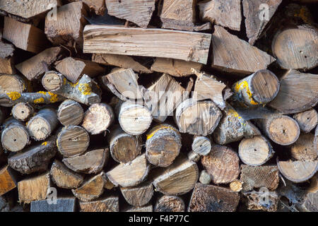 Pile or stack of natural fire wood logs texture background. Abstract ...
