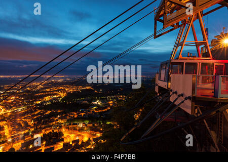 Funicular in San Marino during spring evening. Stock Photo