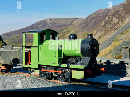 Baguley narrow gauge steam locomotive. Honister Slate Mine, Honister Pass, Lake District National Park, Cumbria, England, U.K. Stock Photo