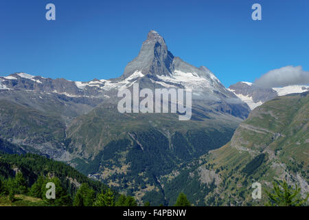 The famous Matterhorn peak  in the Swiss Alps during summer. July, 2015. Matterhorn, Switzerland. Stock Photo