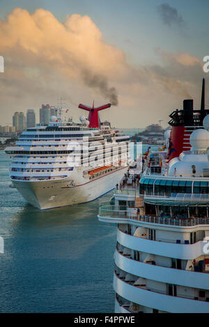 Carnival Splendor cruise ship leaving port in Miami, Florida, USA Stock Photo