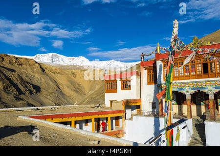 Korzok Gompa, a monastery at Tso Moriri, a lake at an altitude of 4.500 meters in Changtang area Stock Photo