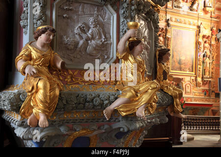 France, Brittany, Saint-Thegonnec, in the altar area of the church Notre-Dame Stock Photo