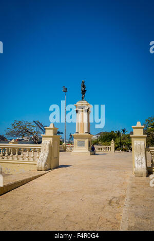 Statue of city founder Rodrigo de Bastidas in Santa Marta, Colombia Stock Photo