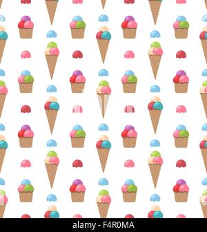 Seamless Pattern with Different Colorful Ice Creams Stock Vector
