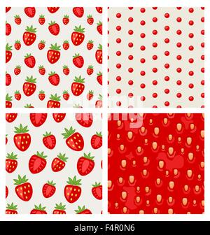 Set seamless strawberry texture berry pattern Stock Vector