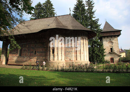 Humor Monastery located in Manastirea Humorului, about 5 km north of the town of Gura Humorului, Romania. It is a monastery for Stock Photo