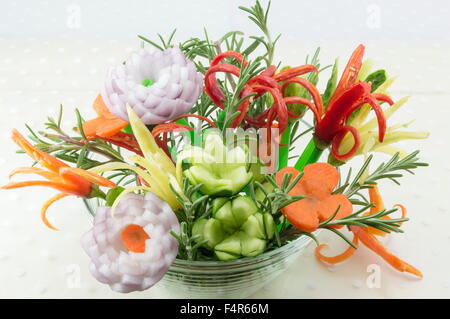 Homemade unique flower shaped vegetables salad served in a bowl Stock Photo