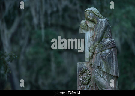 USA, United States, America, Georgia, southern, Savannah, Bonaventure, cemetery, graveyard, statue, Stock Photo