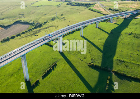 Aerial view on the Echinghen viaduct and A 16 Motorway Stock Photo