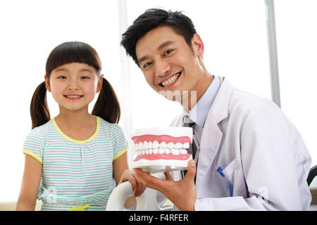 Cute little girl and dentist Stock Photo