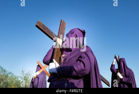 Andalusia, Region, Cordoba, City, Holy Thursday, Parade, Spain, Europe, Spring, Christian, cross, penitents, purple, religion, t Stock Photo