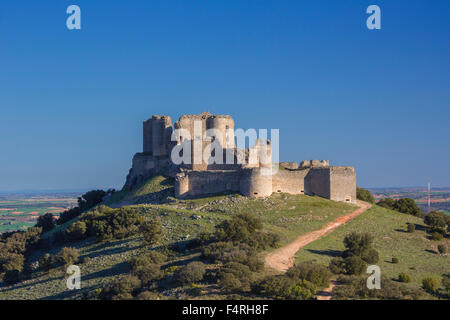 Castle, Hill, La Mancha, Landscape, Region, Spain, Europe, Spring, architecture, colourful, Cuenca, fortress, green, history, no Stock Photo