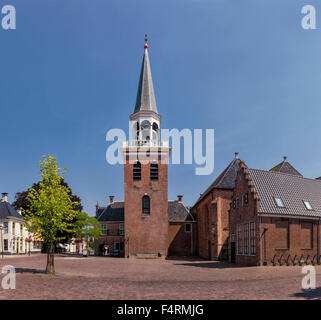 Netherlands, Europe, Holland, Appingedam, Groningen, city, village, summer, Church square Stock Photo