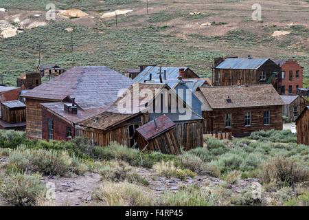 Old wooden houses, ghost town, old gold mining town, Bodie State Historic Park, Bodie, California, USA Stock Photo