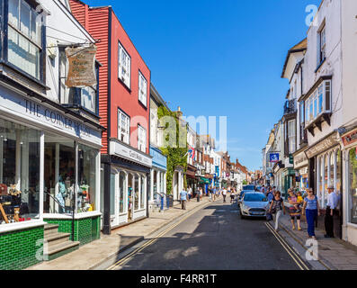 Shops on the High Street in the old town, Rye, East Sussex, England, UK Stock Photo