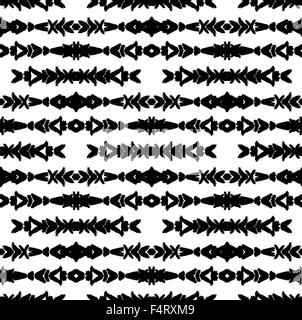 Black Ethnic Brush Strokes Arrows Pattern Stock Vector