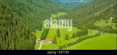 Allgäu, Allgäu Alps, destination, Bavarian, near Oberstdorf, mountain brook, mountain inn, mountain landscape, Germany, Europe, Stock Photo