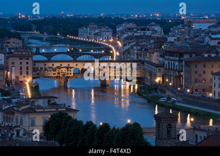 Europe, Italy, Tuscany, Toscana, Firence, Florence, Arno river bridge at dawn Stock Photo