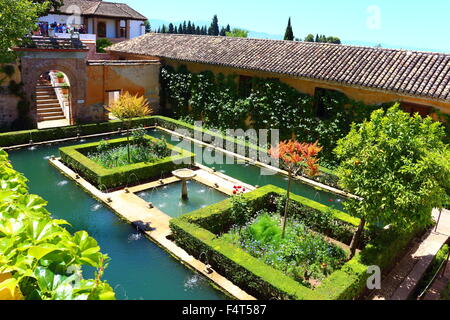 Patio del Ciprés de la Sultana, Generalife, La Alhambra Stock Photo