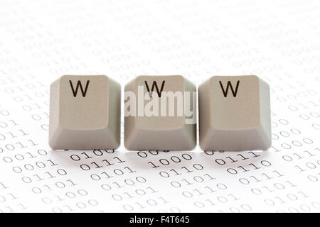 Computer binary code and WWW word made from a  keyboard Stock Photo