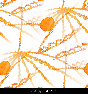 seamless background watercolor orange ornament brush color water abstract art Stock Photo