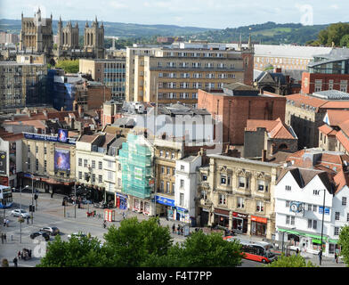 View from the tower of St Stephen's Church in the historic centre of the city of Bristol. Stock Photo