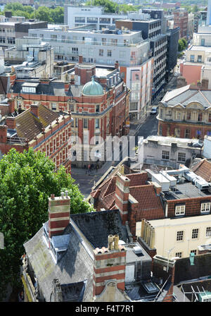 View from the tower of St Stephen's Church in the historic centre of the city of Bristol. Stock Photo