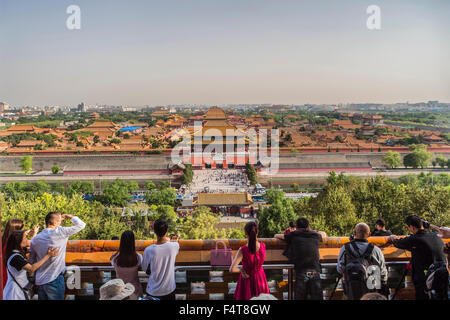 China, Beijing, Peking, City, The Forbidden City, Gate of Divine Prowess from  Jingshan Park Stock Photo