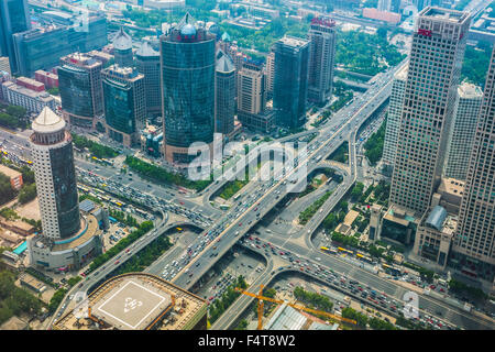 China, Beijing, Peking, City, Guomao District, Guomao Bridge Stock Photo