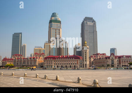 China, Tianjin, City, Tianjin Railway Station Square Stock Photo