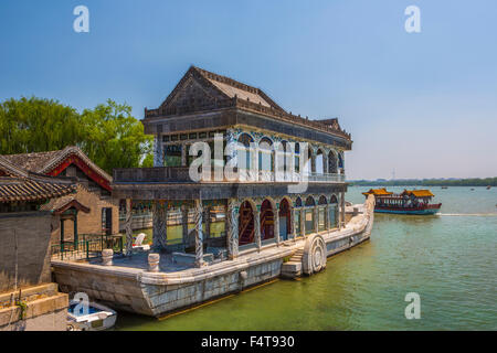China, Beijing, Peking, City, The Summer Palace, Marble Boat Stock Photo