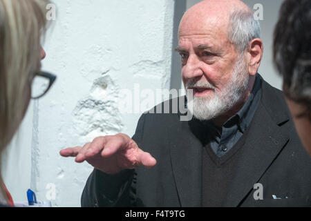 Turin, Italy. 22nd Oct, 2015. Michelangelo Pistoletto, the Italian painter, action and object artist, and art theorist visit the Fablab Torino. Credit:  Mauro Ujetto/Pacific Press/Alamy Live News Stock Photo