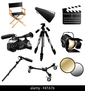 A vector illustration of filming movie icon sets Stock Vector