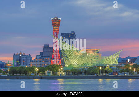 Japan, Kobe City, Kobe Port Skyline, Kobe Tower Stock Photo