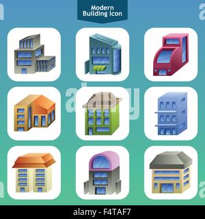 A vector illustration of modern building icon designs Stock Vector