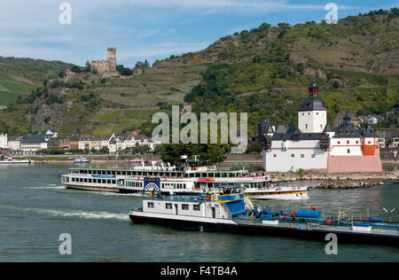 Germany, Rhineland-Palatinate, Kaub, Pfalzgrafenstein Burg Stock Photo