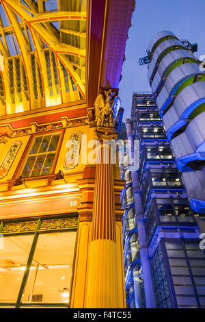 England, London, City, Leadenhall Market and Lloyds Building Stock Photo