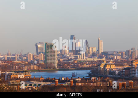 England, London, Greenwich, View of London Skyline from Greenwich Stock Photo